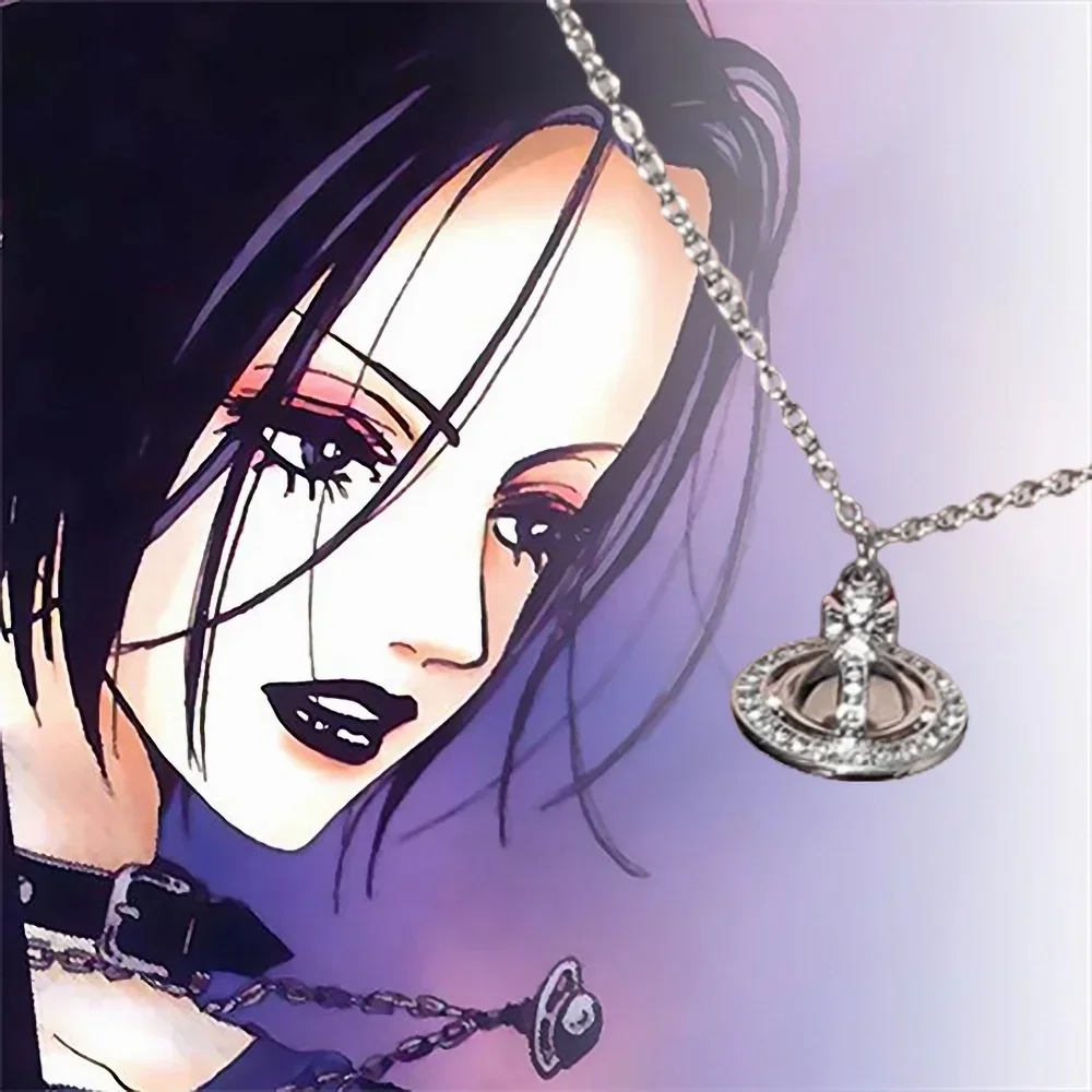 Anime NANA Y2K Saturn Pendant Necklace Earrings Glitter Stars Luxury High Quality Fashion Rock Boy Girl Christmas Birthday Gifts