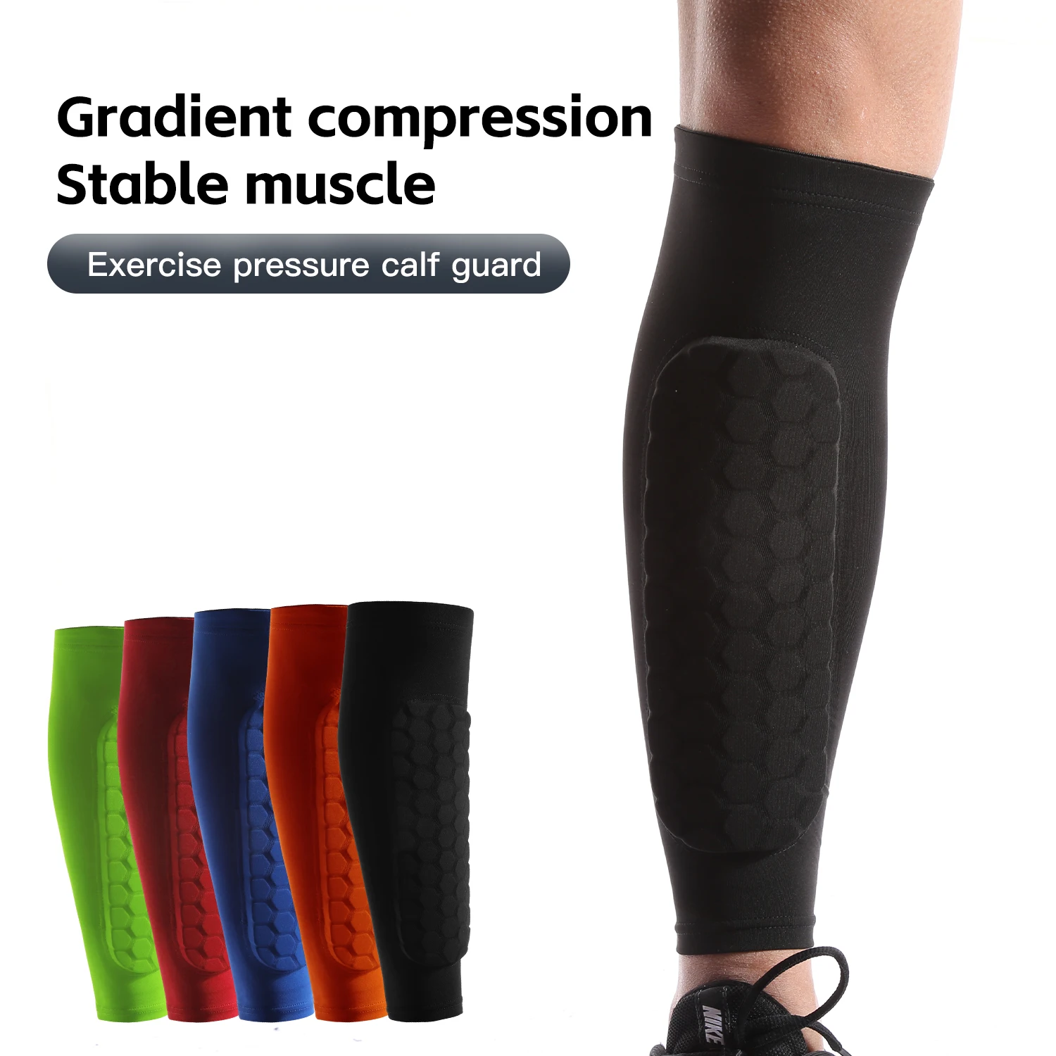 1PC Honeycomb Padded Calf Compression Sleeve Anti Slip Breathable Sports Leg Guard for Running Cycling Basketball Men Women