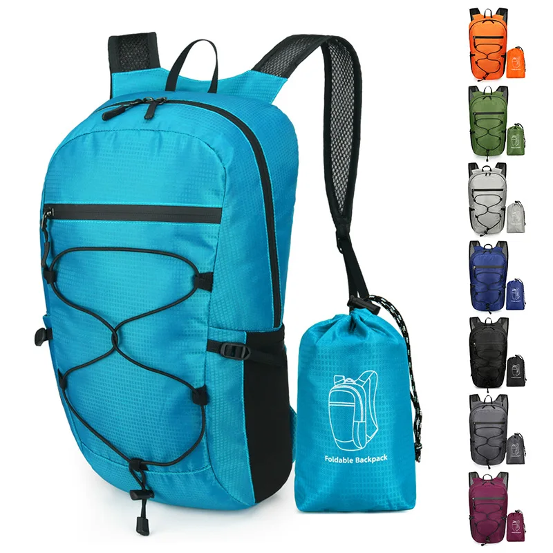 Ultraleichter Wanderrucksack mit faltbarer Tasche, wasserdichter Klapprucksack, funktionelle Outdoor-Wandertasche, wasserdichter Rucksack