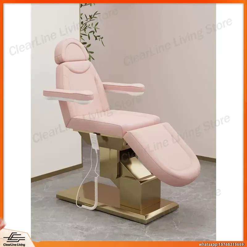 Luxury Electric Beauty Bed for Eyelash Extensions Facial Massage Tattoo Salon Treatment Table Adjustable Height Spa Chair