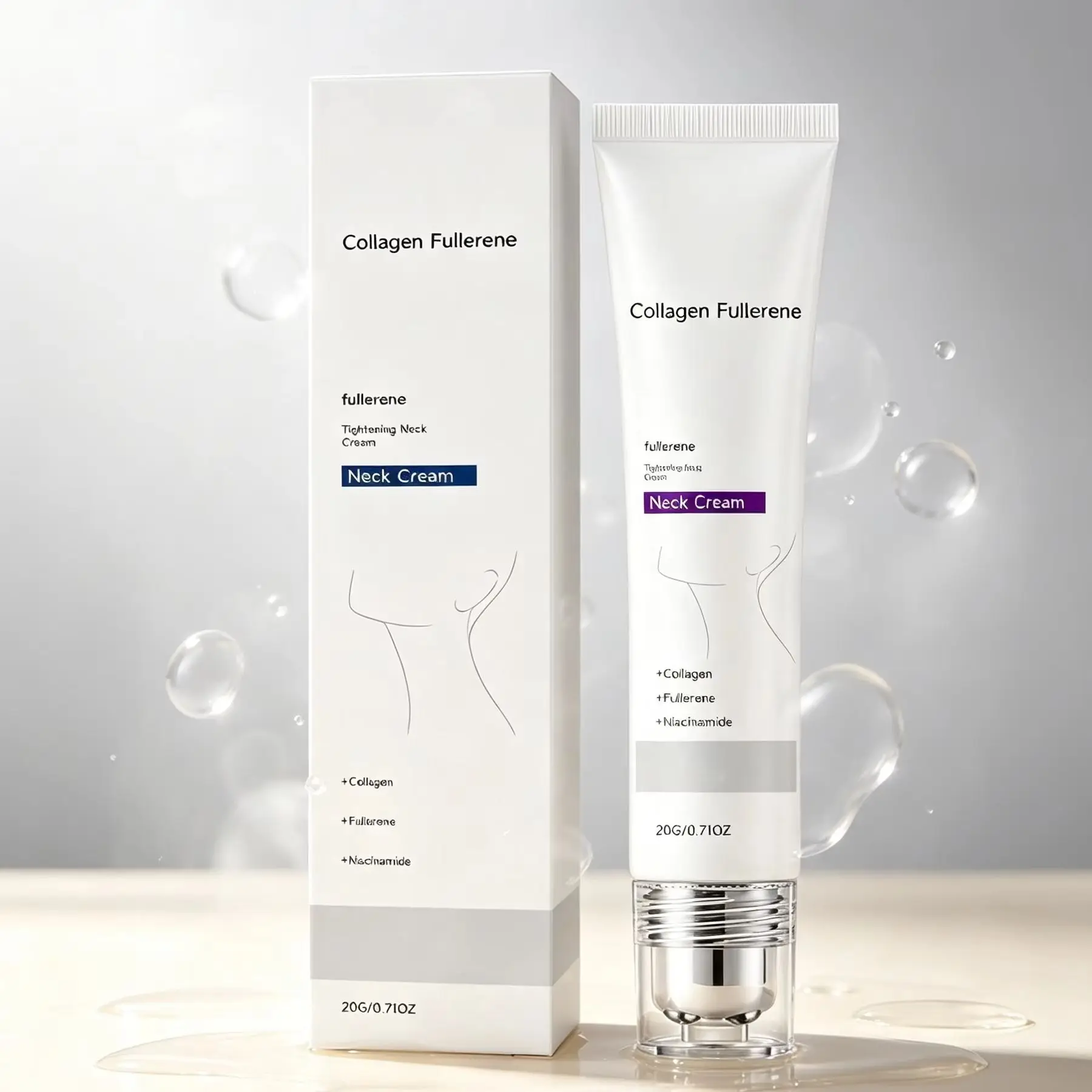 Collagen Neck Cream Anti Wrinkle Tightening Skin Lifting Anti Double Chin Remover Soft Smooth Neck Firming Cream Roll On 20g