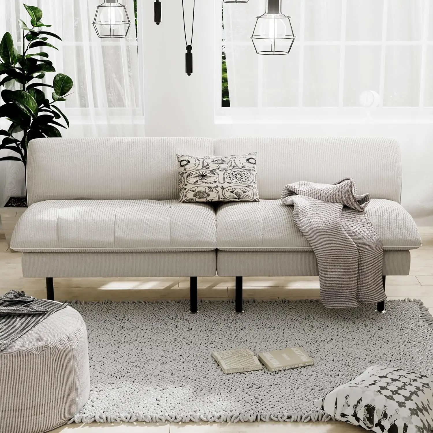 70" Futon Sofa Bed, 4 in 1 Multi-Function Couch Sleeper with Adjustable Backrest, Modern Convertible Futon,