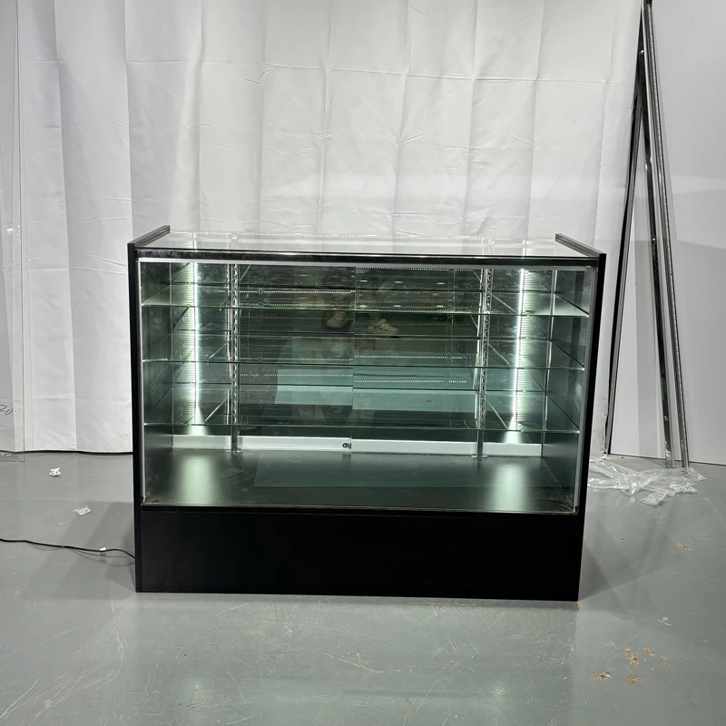 Keway Melamine Plate Stand Glass Showcase Multi-layer Retail Store Display Shelf MDF Glass Display case for Supermarket