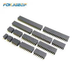 10pcs  Double Row Straight Female Pin Header 2.54mm 2-40P Socket Connector 2x2/3/4/5/6/7/8/9/10/11/12/13/14/15/16/18/20/40 Pin