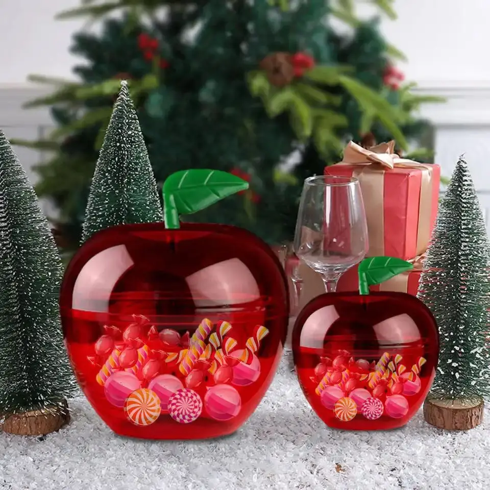 5/10Pcs Wedding Party Candy Box Snack Container Toy Apple Shape Shatterpoof Fruit-Shaed Candy Case Christmas Party Decoration