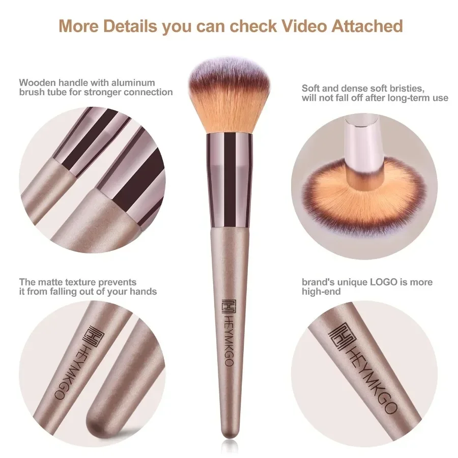 Juego de brochas de maquillaje profesional, 15 Uds., color champán dorado, para mezclar bases, colorete en polvo, corrector y aplicación de maquillaje de ojos