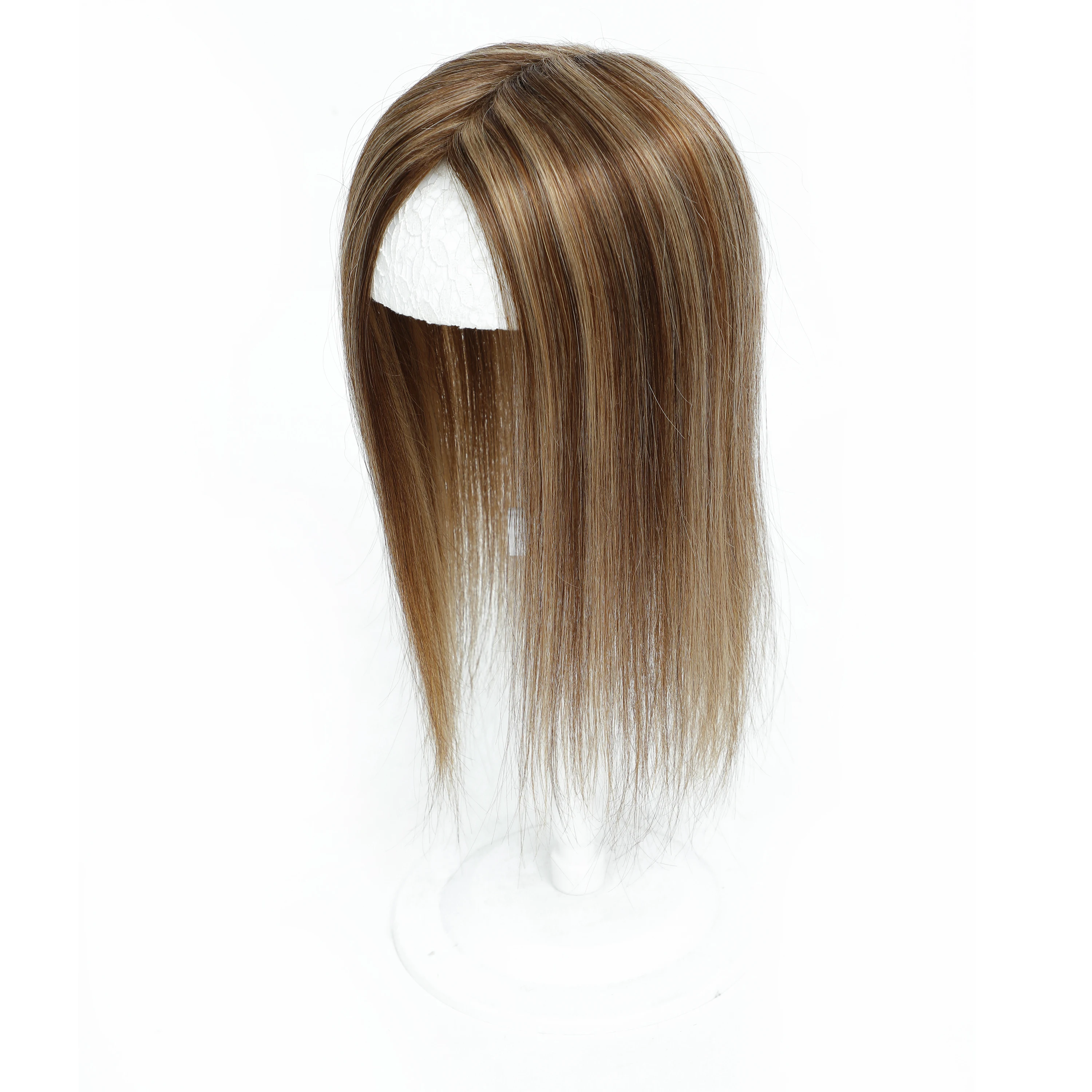 DIO-Topper de cheveux humains sur mesure avec frange pour femme, toupet invisible, cheveux fins, 100% vrais cheveux Remy, clip en une pièce