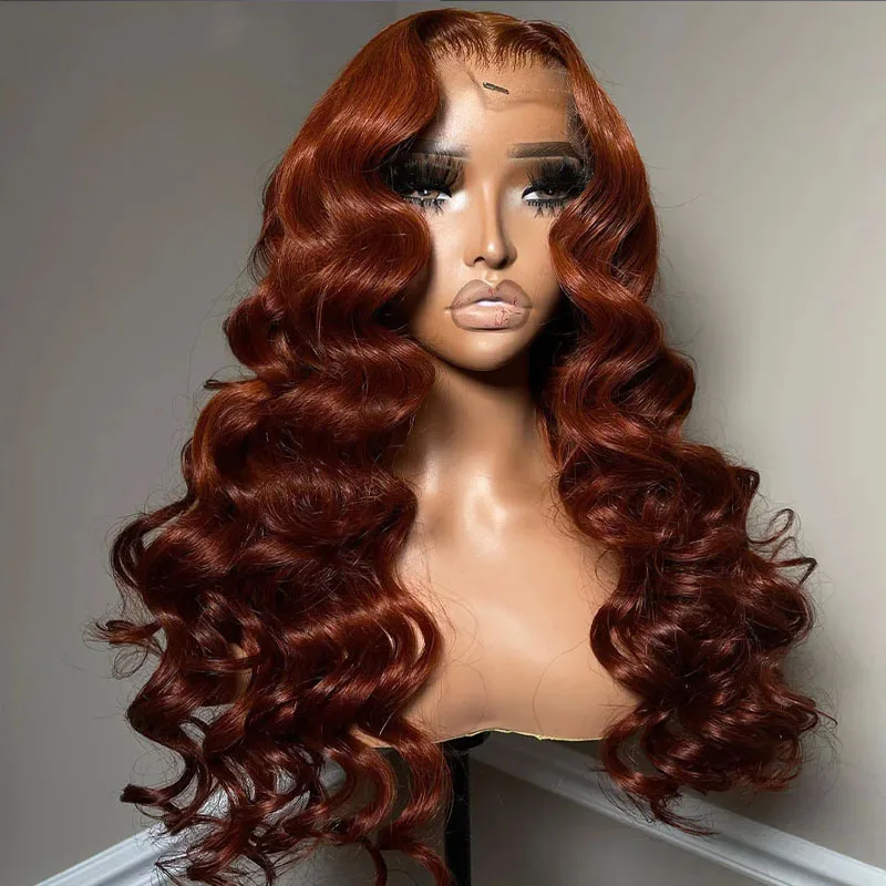 

250% Density Reddish Brown 13x4 13x6 HD Lace Front Wigs Human Hair Loose Deep 100% Brazilian Glueless 360 HD Lace Frontal Wig