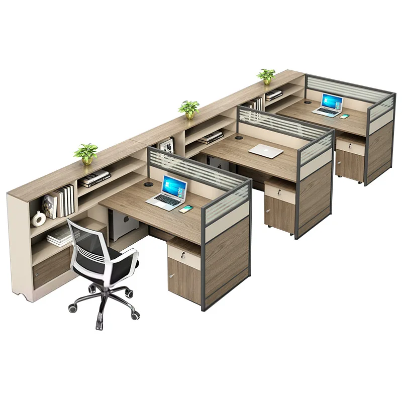 Staff Office Desk and Chair Combination Simple Modern Three-person Treasury Office Screen Desk