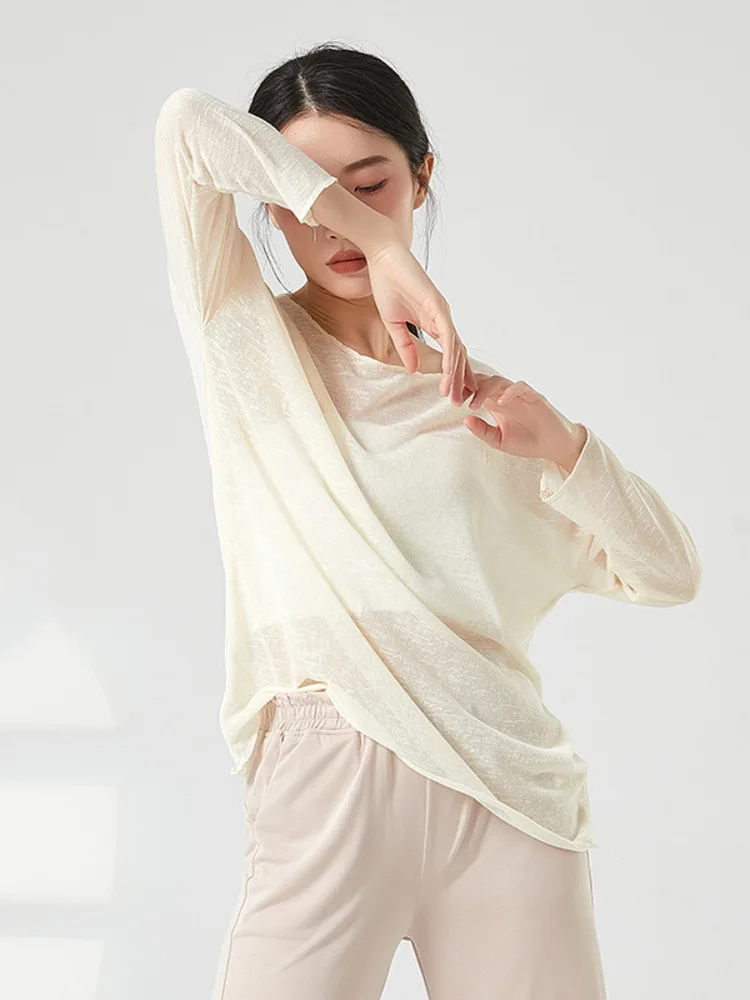T-shirt a maniche lunghe per costume da ballo moderno allentato, compleanno, per le donne, festa, abiti latini, tinta unita, strada, jazz, notte