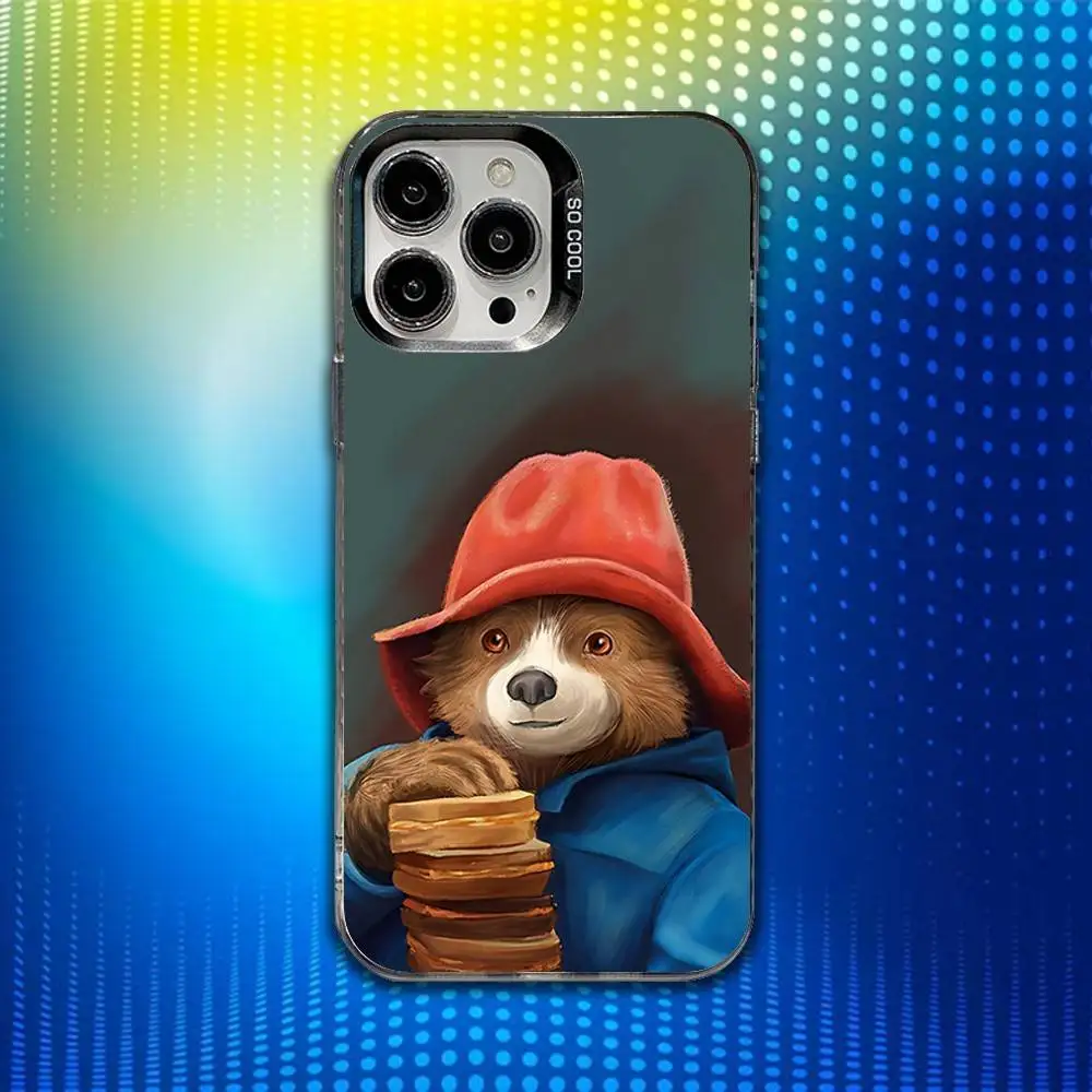 حافظة هاتف P-PaddingtonS Bear اللطيفة لهاتف iPhone 17,16,15,14,13,12,X,8,Pro,Max,Plus,E,SE4,Air,Mini IMD أسود غير لامع