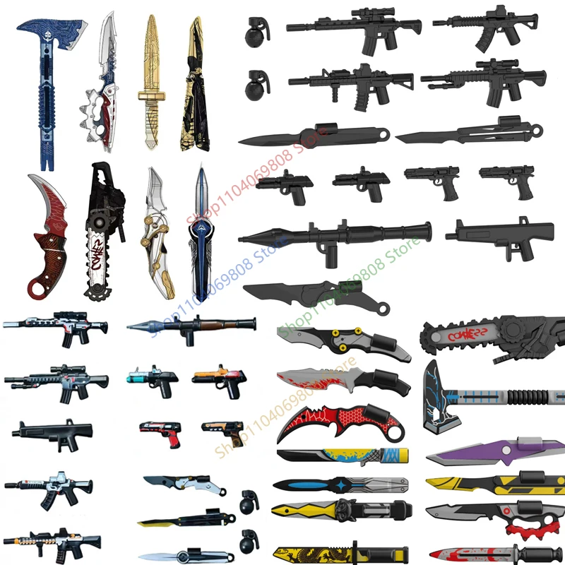 MOC Figure Accessory Building Block Game Character Accessories Black Eagle Boxing Gloves Armor Shield Dart Machete Brick Toy N22