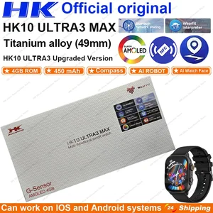 Jam Tangan Pintar HK10 ULTRA 3 MAX 2025 49mm HD AMOLED 4G ROM Bluetooth Panggilan Jaringan Obrolan Robot Jam Tangan Pintar Kompas NFC Jam Tangan Pintar Pria Wanita 10 jam tangan pintar sim 4g penjualan terbaik - №
