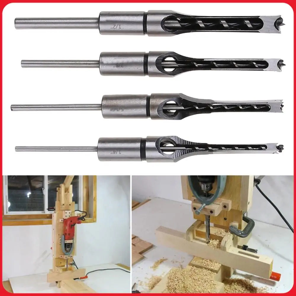 

4PCS Square Hole Drill HSS Auger Mortising Chisel Drill Set 6.4/8/9.5/12.7 Mm Square Woodworking Drill Mortising Chisel Bits