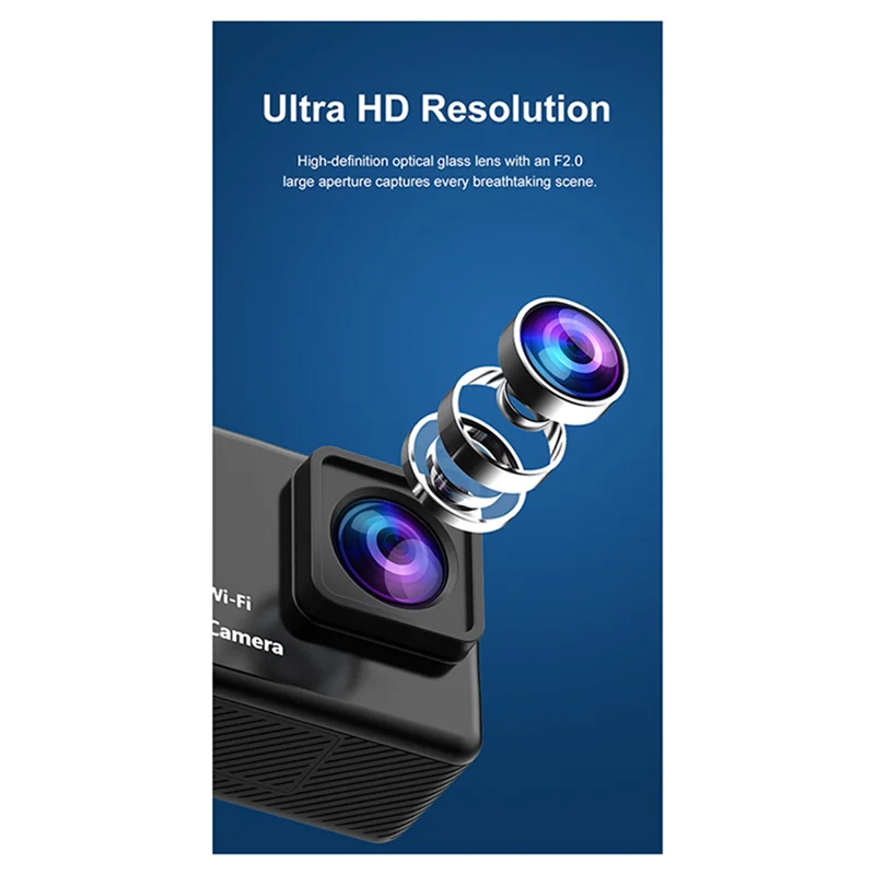 Registratore sportivo TTKK-Outdoor, action camera 1080P ad alta definizione, LCD 170 °   Videocamera per nuoto grandangolare