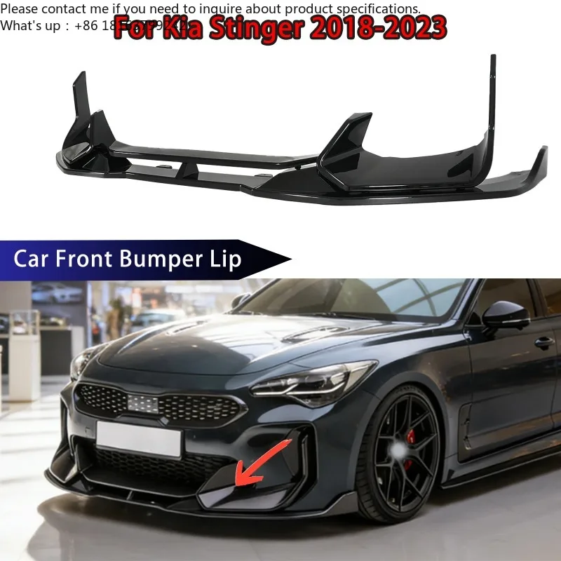 

For Kia Stinger 2018-2022 2023 Car Front Bumper Lip 6PCS Body Kit Spoiler Diffuser Splitter Glossy Black Auto Accessories