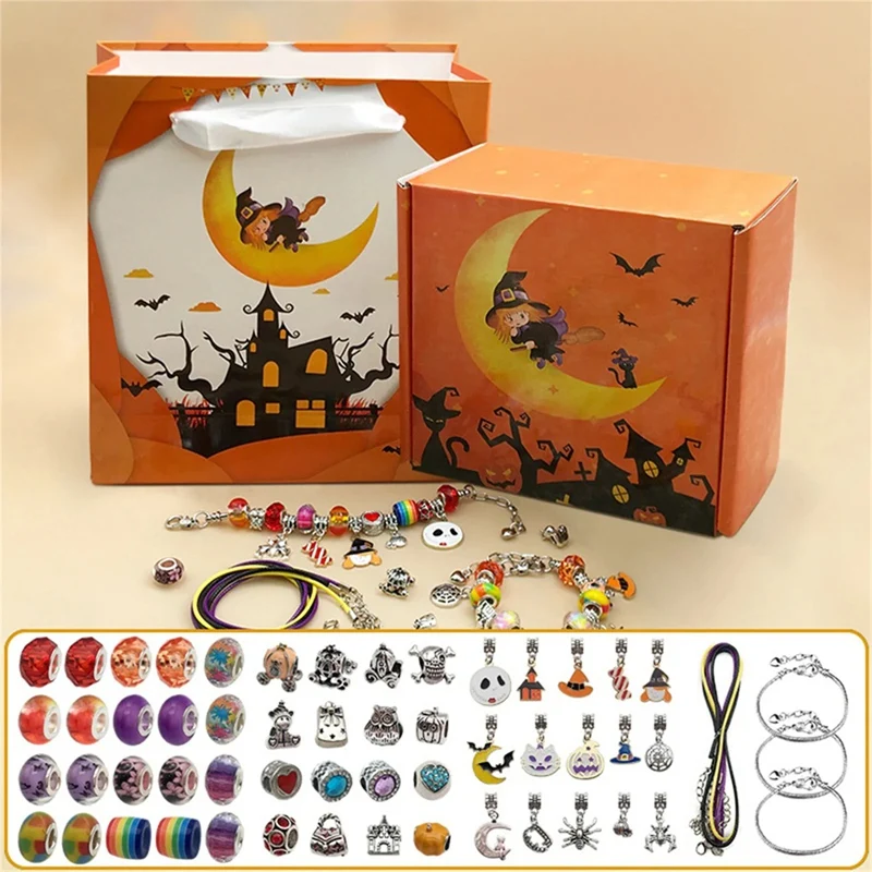 

AOAO-Halloween Advents Calendar 2024 Girl DIY Bracelet Making Kit For Kids Adult Halloween Countdown Calendar Gifts