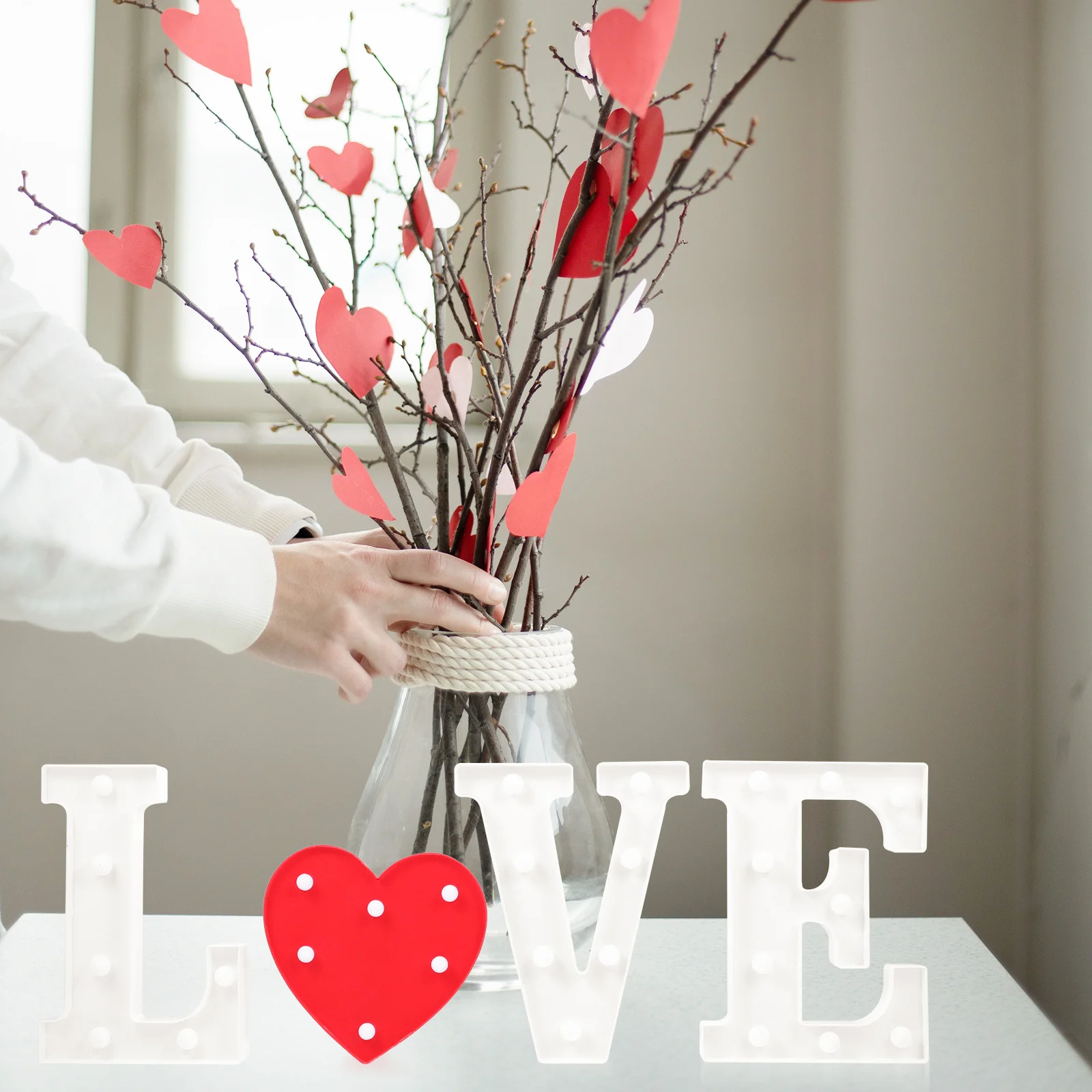 1 مجموعة رومانسية الحب إلكتروني ضوء LED ليلة مصباح عيد الحب المشهد غرفة ديكور حزب جو أضواء الحب رسائل الضوء #2