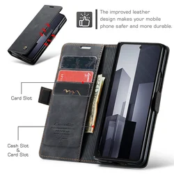 Wallet Case for Samsung Galaxy Z Fold 7 6 Fold5 4 Leather Flip Purse Book Coque Retro Vintage Card Slots Rfid Blocking