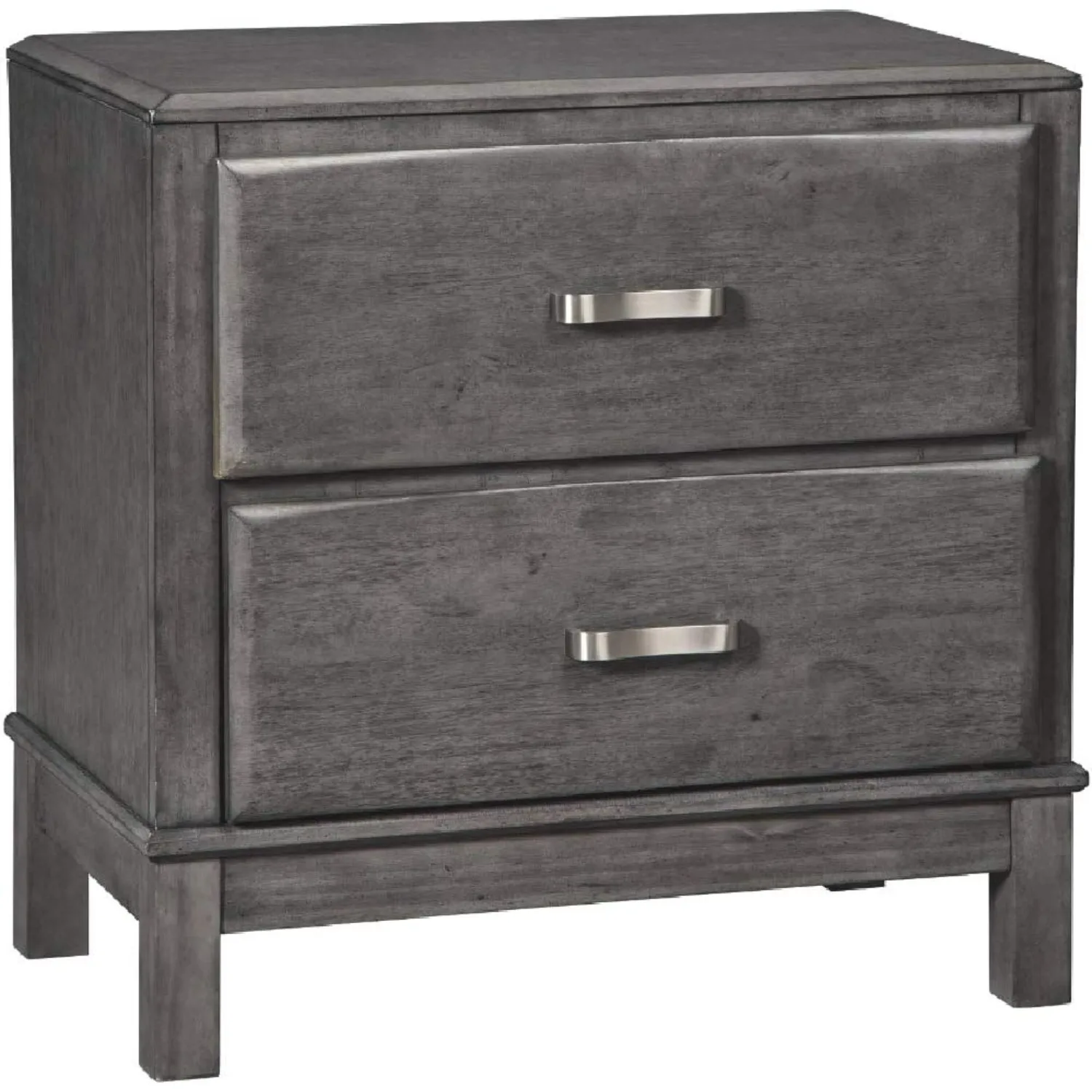 Contemporary 2 Drawer Nightstand with Dovetail Construction, Weathered Gray