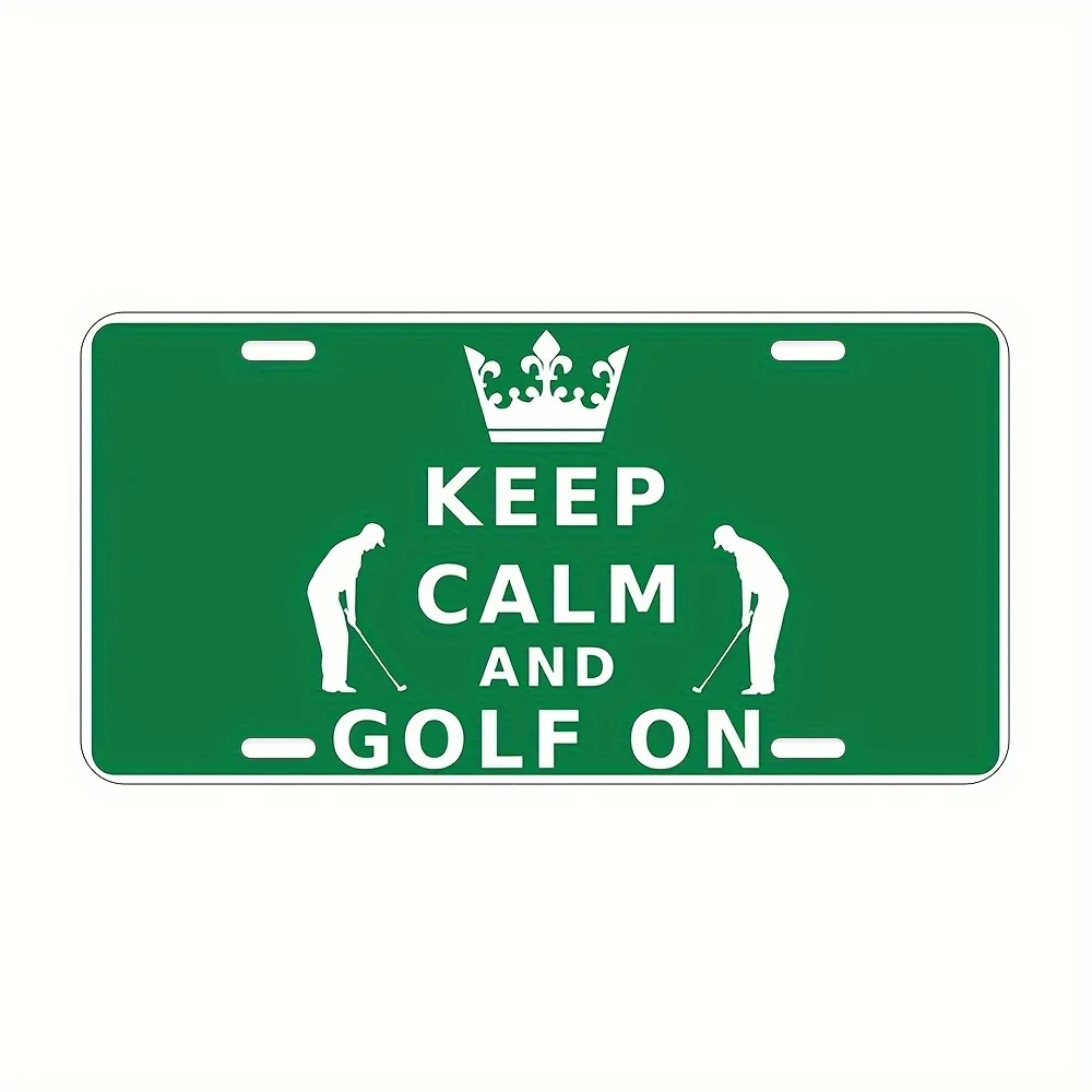 Aluminum License Plate Measuring 15.24X30.48 cm, Designed for Decorative Use Only, Featuring a 2D Flat Print of a Golfer, Suitab