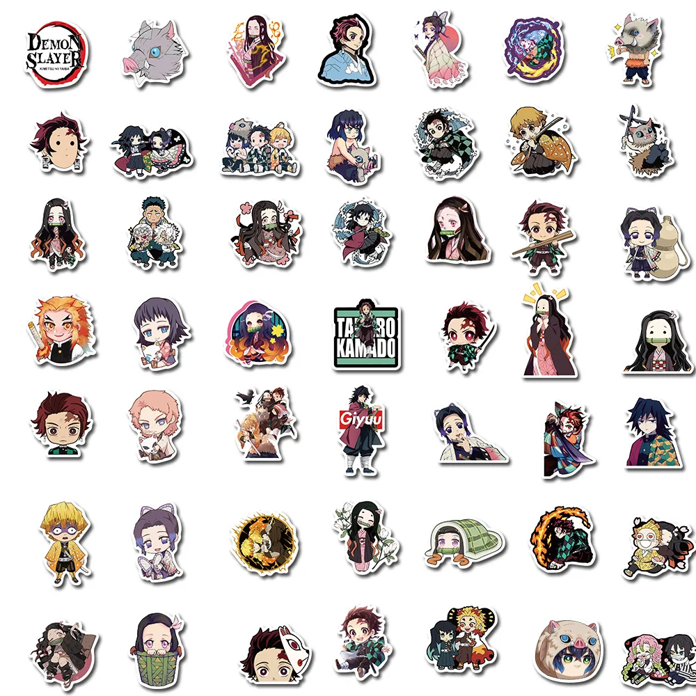 100Pcs Demon Slayer Anime Stickers Waterproof Phone Case stickers Cute Sticker Pack Laptop Guitar Suitcase Sticker