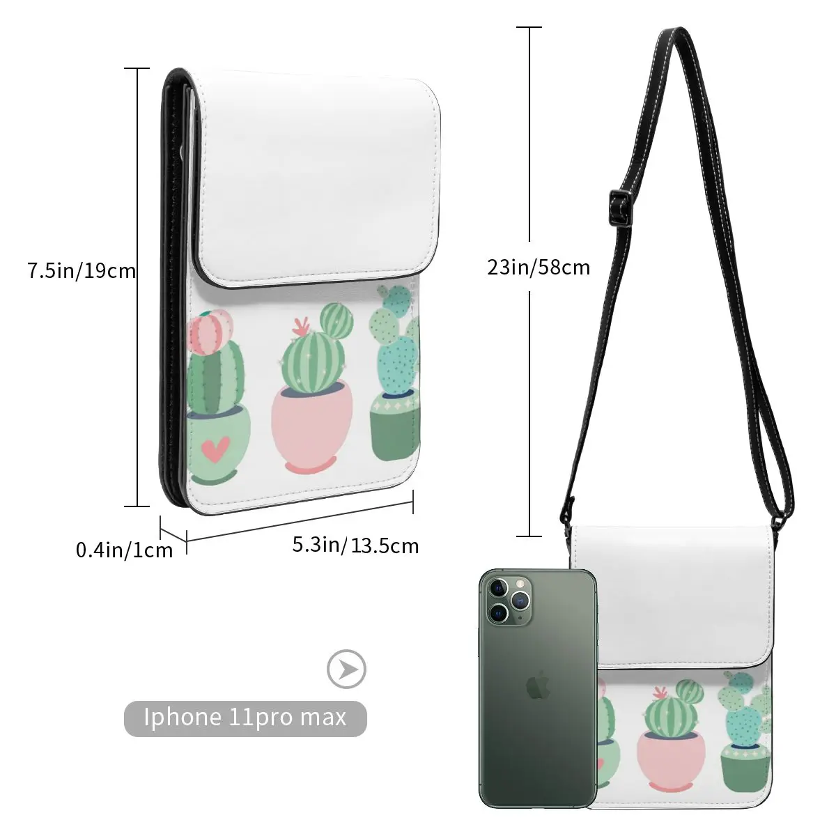 Cactus Shoulder Bag Student Gifts Mobile Phone Bag Funny Leather Work Bags