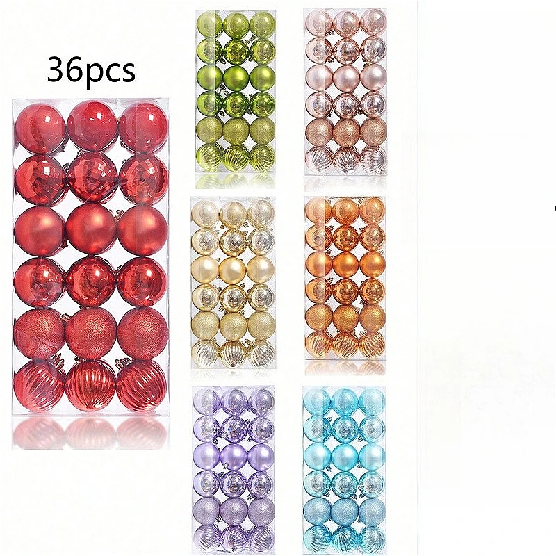 

36PCS Plastic Christmas Ornaments Set, DIY Hanging Decor for Xmas Tree Holiday Decoration
