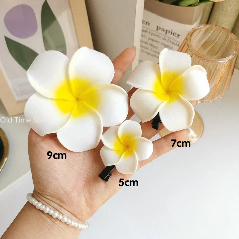 1pc Plumeria Flower Hair Clip for Women Girls Side Bangs Hairpin Barrette Hawaiian Party Bag Hat Accessory view 5