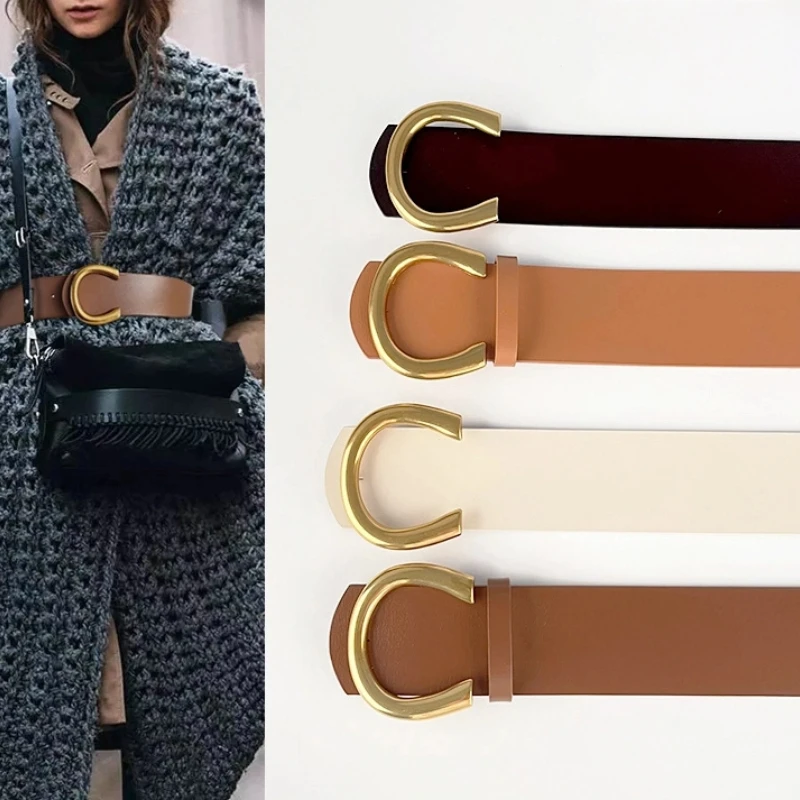 

New Women's Genuine Leather Waist Belts Versatile Jacket Dress Decoration Waist Seal Simple Fashionable High-end Feel Waistband