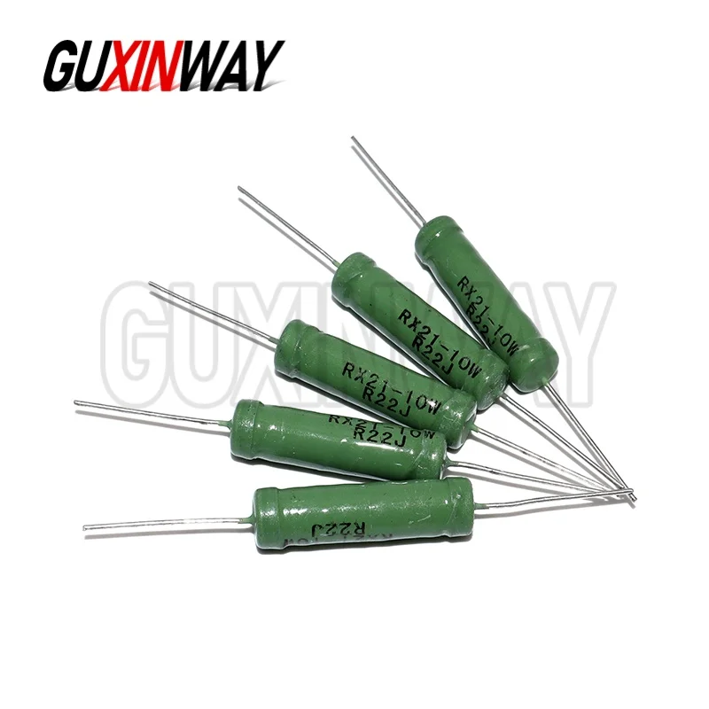5pcs RX21 10W Wire Wound Resistance 5% 1R 10R 100R 1K 10K 12K 15K 18R 20R 22R 24R 27R 30R 33R 36R Resistor