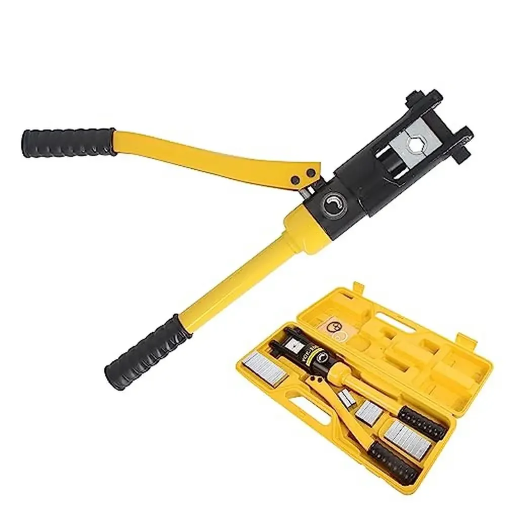 16T Hydraulic Crimping Tool Kit 9AWG-600MCM Battery Cable Wire Railing Terminal