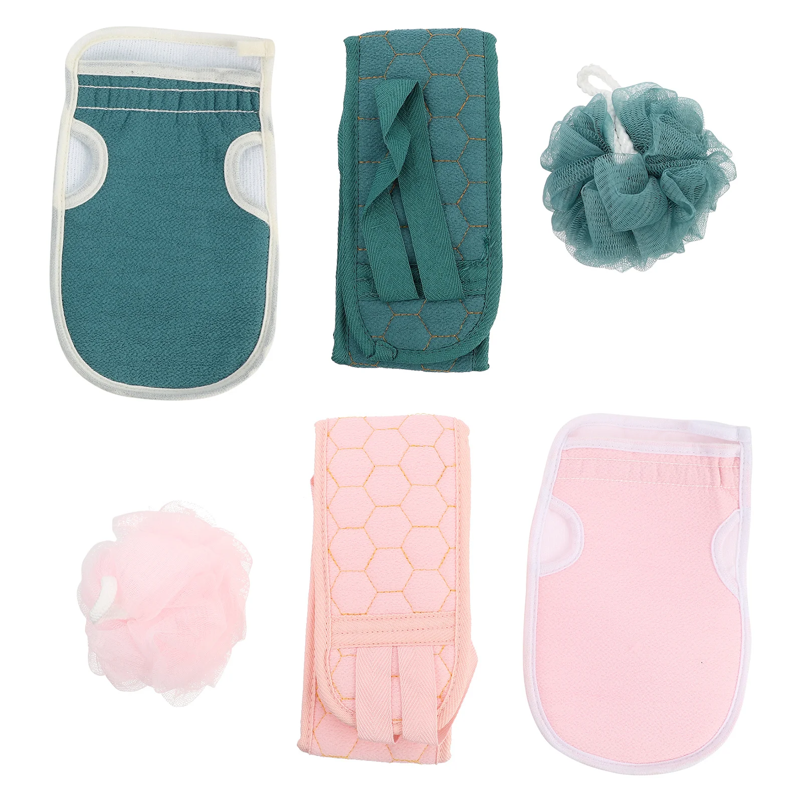 

6Pcs Bath Scrub Set with Exfoliating Gloves Mesh Scrubber for Full Body Cleaning Relieve Stress Improve Circulation