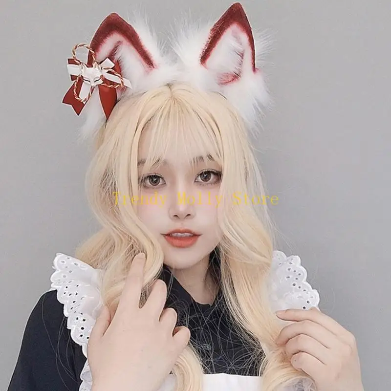 N5KB 충전식 헤드 밴드 애니메이션 야수 귀 머리 대역 파티 의상 머리 장식 여성 소녀 코스 플레이 헤드 기어 귀여운 머리 액세서리