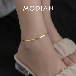 Modian Foot Jewelry Anklet Simple Snake Exquisite Bracelet For Women Real 925 Sterling Silver Anklets For Women Party Gifts