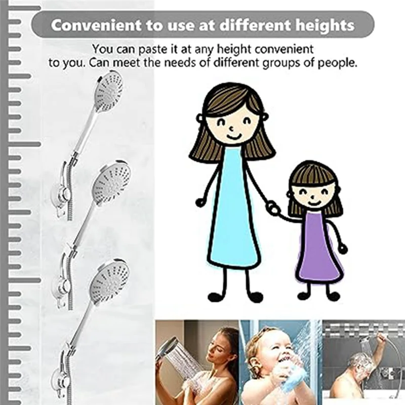 

B03C-2 Держатели для душа на присоске Регулируемая фиксированная основа Распылительная насадка Полка для душа Держатель для ванной комнаты Держатель для рук Серебристый Легко