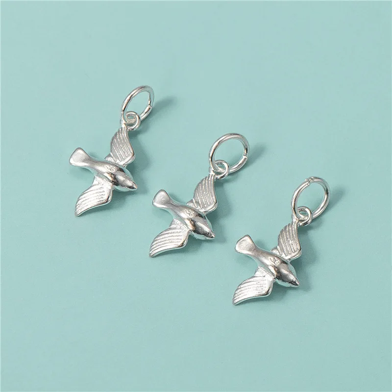 TrustDavis Real 925 Sterling Thai Silver Fashion Animal Swallow Charm Pendant Handmade DIY Accessories Wholesale Jewelry HY430