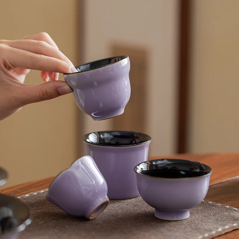 Antike Vintage Lila Lila Persönliche Meister Teetasse Handgefertigte Keramik Chinesisches Teeset Zen Teegeschirr Geschenk für Teeliebhaber Home Office
