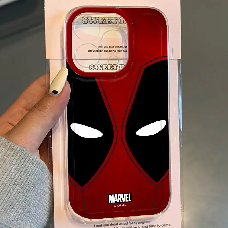 Marvel Deadpool Full Screen Pattern Phone Case For iPhone 16 15 14 13 Pro Max 13 12 11 Pro X XR XS MAX 8 Plus Cartoon Y2k Cover