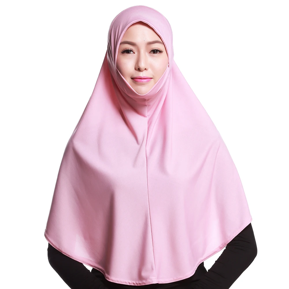 Jilbab Panjang Wanita Muslim Selendang Penutup Penuh Gadis Islam Jilbab Hitam Pakaian Doa Lebaran 80Cm Turban Khimar Ibadah