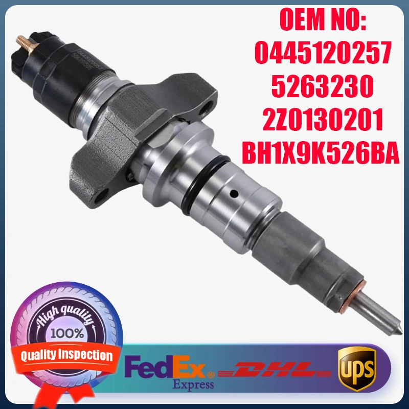 

Common Rail Fuel Injector 0445120257 0445120384 5263230 2Z0130201 BH1X-9K526-BA for Cummins ISC/ISL 8.9L Engine Ford VW Truck