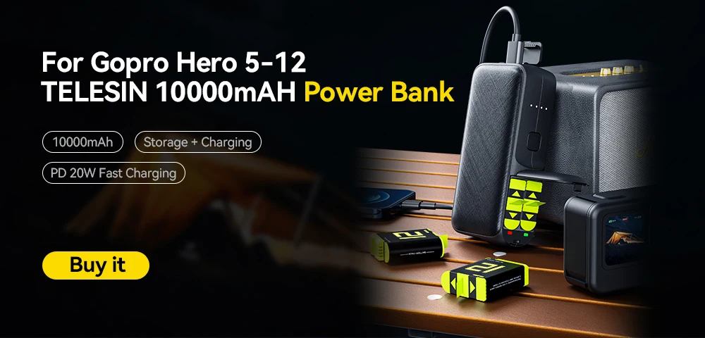 TELESIN 1750 mAh Akku für GoPro Hero 9 10 11 12 Akku 3 Slot Silikon Anti-Fall wasserdichte Ladebox mit TF-Kartenleser – Detail 2