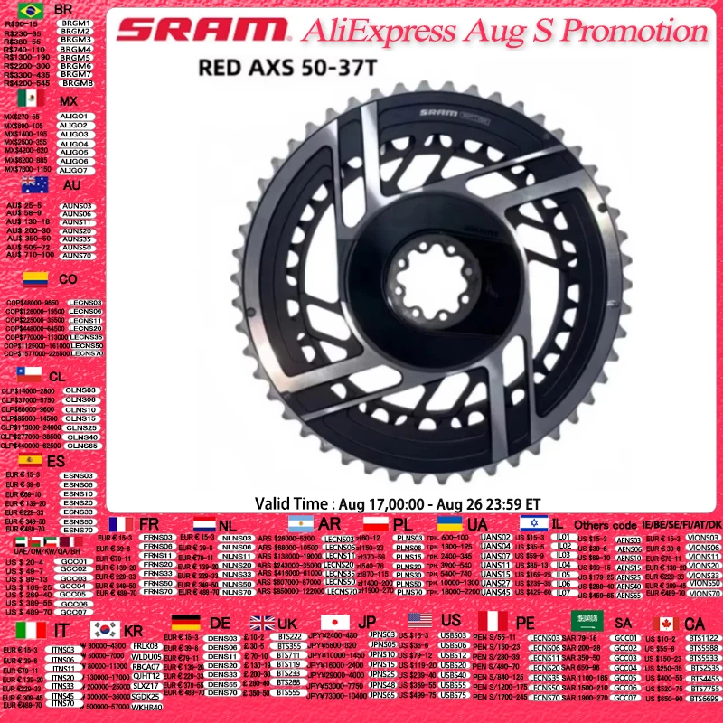 SRAM RED AXS 50-37T Kettenblatt 8 Bolzen Direktmontage 2x12Gang 8 Löcher Schwarz Rundes Kettenblatt Doppelt Original Für SRAM RED AXS Kurbel