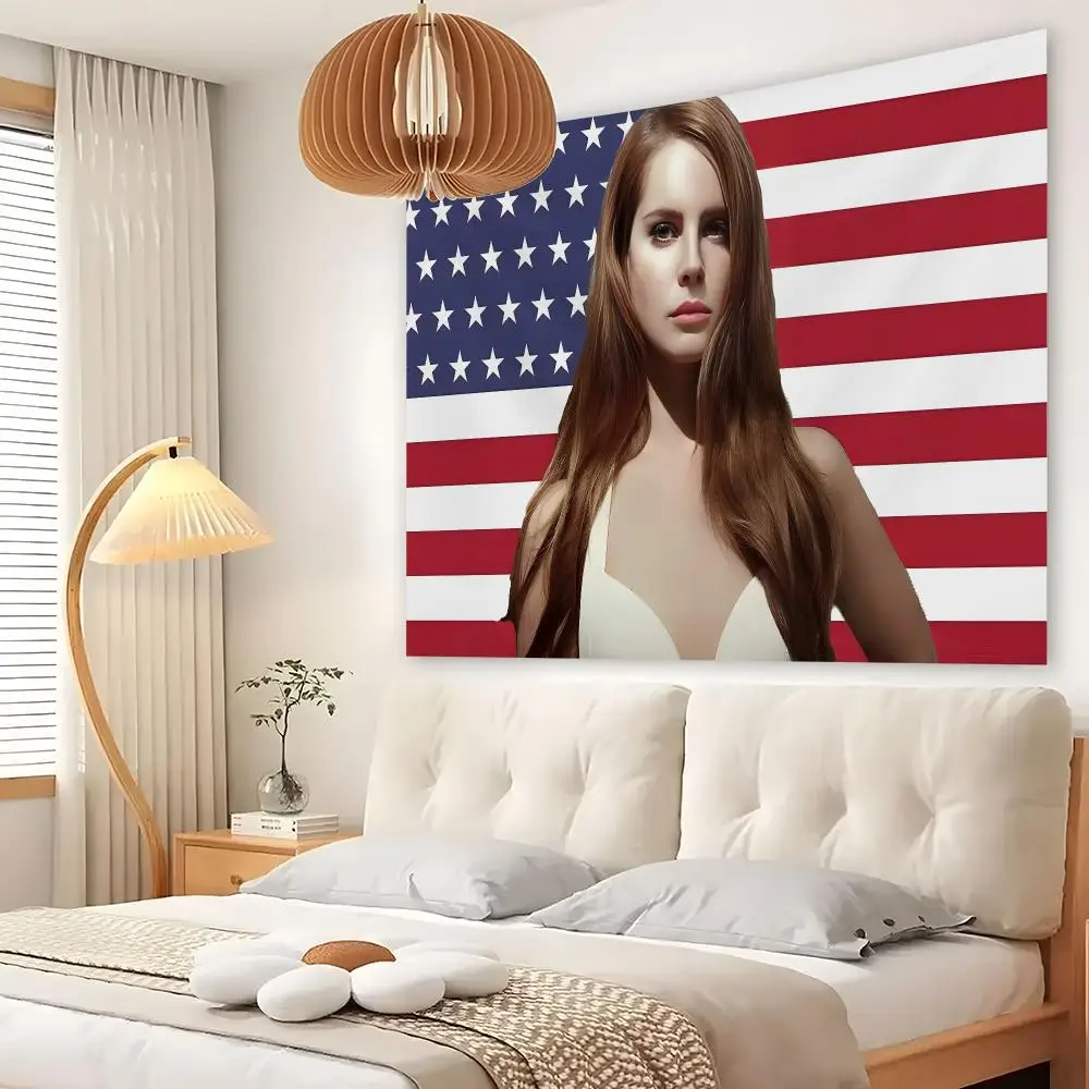 American Singer L-Lana Del Rey Tapestry Custom Living Bedroom Party Dormitory Interior Wall Bohemian Decoration Attached Clip