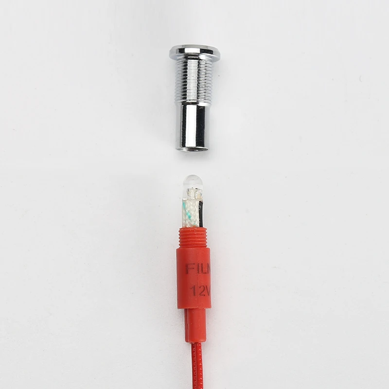 FILN 1 pz 6mm mini 12v 24V LED Indicatore luminoso in metallo piatto luce pilota lampada di segnalazione rosso verde blu arancione bianco con cavo da 20 cm