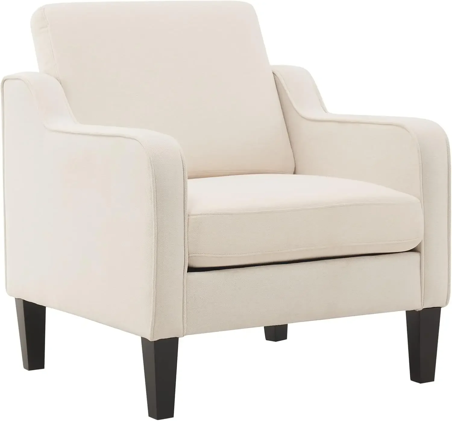 Century Modern Fabric Accent Chair,Beige for Living Room Upholstered Armchair with Scooped Arms for Bedroom,Apartment