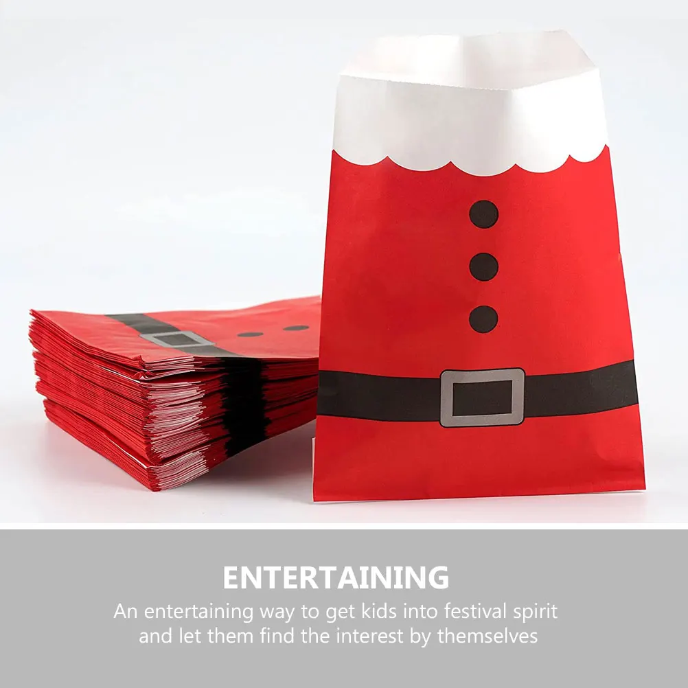 

25pcs Candy Bags Christmas Paper Gift Packaging Baking Storage For Kids Party Favors Holiday Snack Goodies Container Xmas