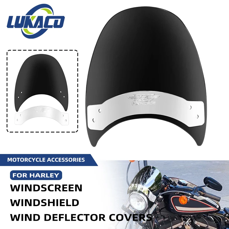 

Black Motorcycle Accessories Fairing Windshield Windscreen ABS Wind Deflector Covers For Harley Sportster XL 883 1200 2004-2025