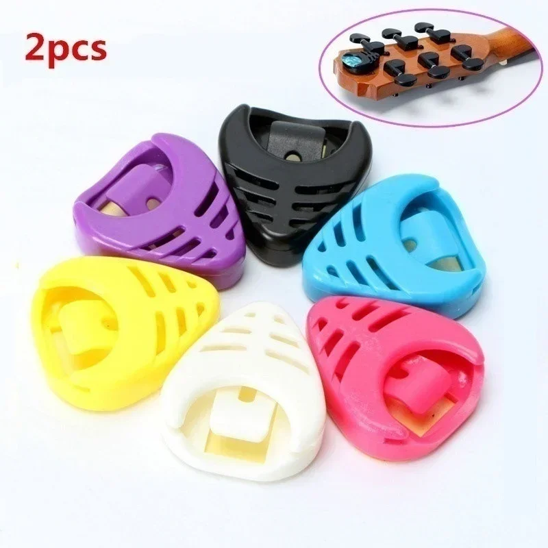 Guitar Picks Stick-on Holder + 2 Pcs Guitar Picks(Random color)