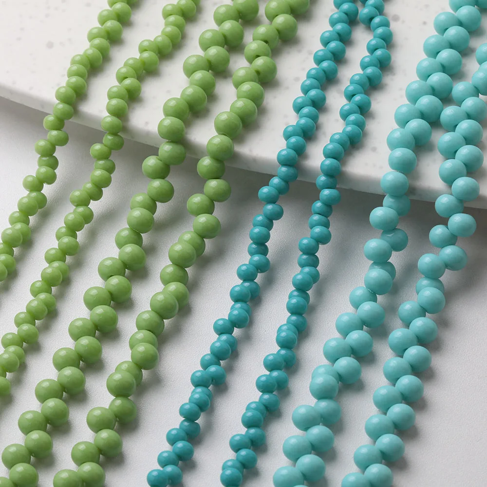 2Strand Glass Small Mix Size Round Beads Necklace Bracelet DIY Making Supplies Jewelry Material Accessories